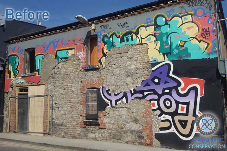 Heritage brickwork and stonework before restoration second view